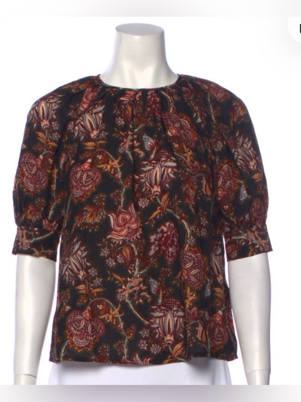 Ulla Johnson Black Floral Wool Blend Blouse Top Sz.00